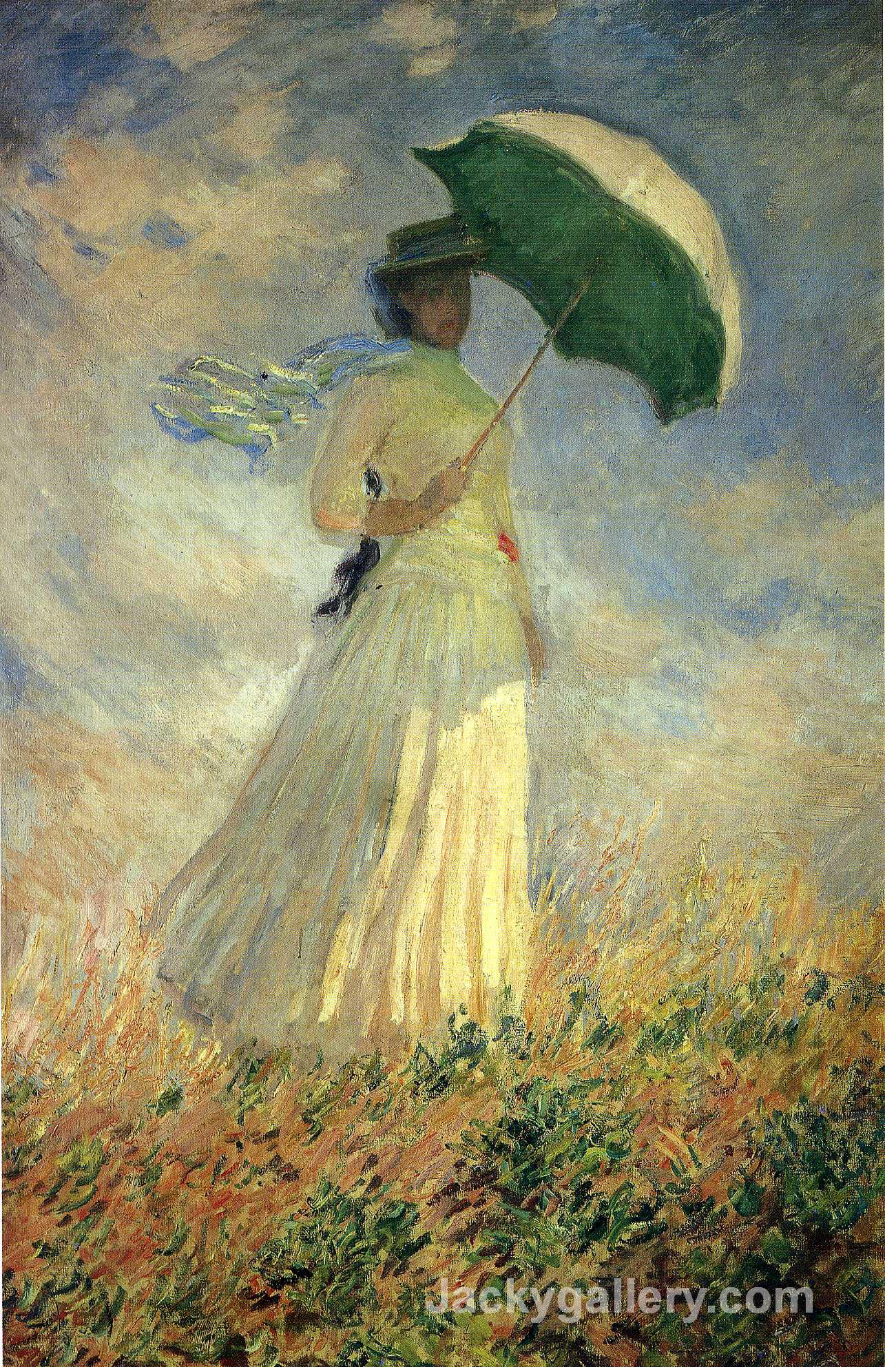 Woman with a Parasol, Facing Right (also known as Study of a Figure Outdoors (Facing Right)) by Claude Monet paintings reproduction